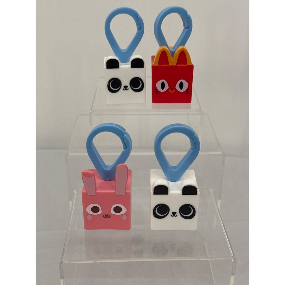 McDonalds 2024 Happy Meal Pet Simulator Roblox Toy Keychain Set Panda Bunny cat